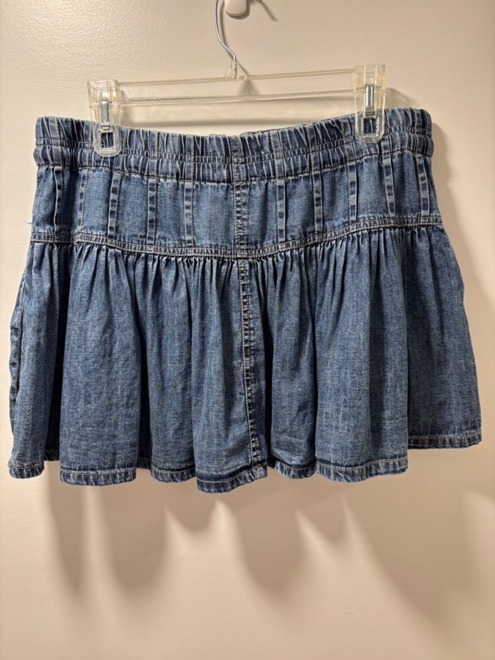 Free People Women's Roselle Denim Mini Skirt dark wash boho coquette girl large - Picture 3 of 4
